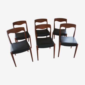 Lot de 6 chaises scandinave en teck