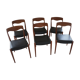 Lot of 6 scandinavian chairs in teak