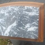 Solid oak bedside table with marble