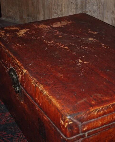 Old Chinese leather trunk