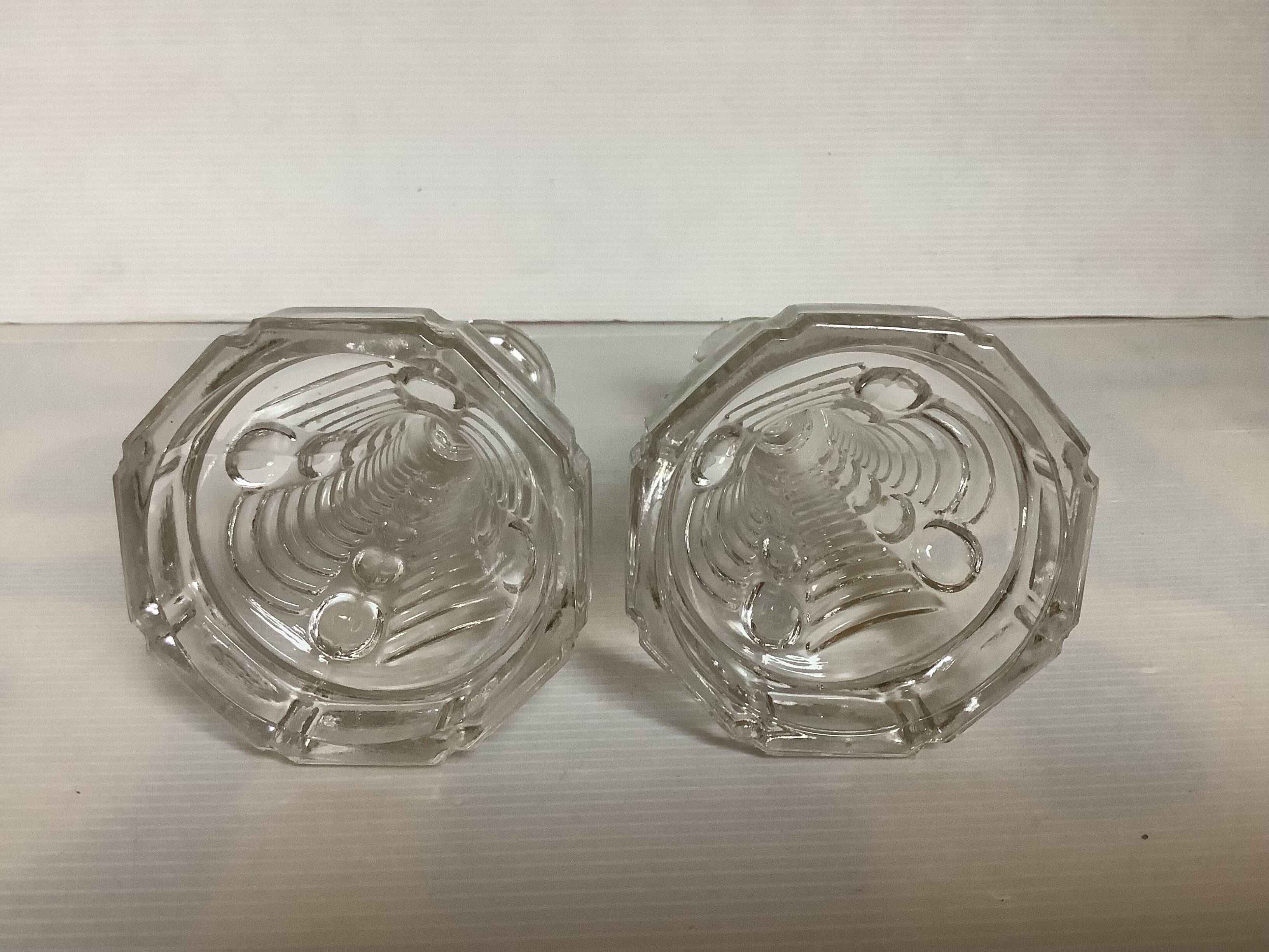 Pair of old Val Saint Lambert art deco candlesticks