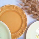 Vintage yellow orange and white dinner plates