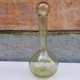 Vintage carafe signed Biot, blown glass, bubbled.