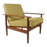 Fauteuil scandinave jaune chiné