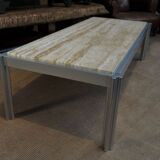 Aluminum and marble coffee table from the 1970s