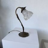 Art nouveau brass swan neck lamp