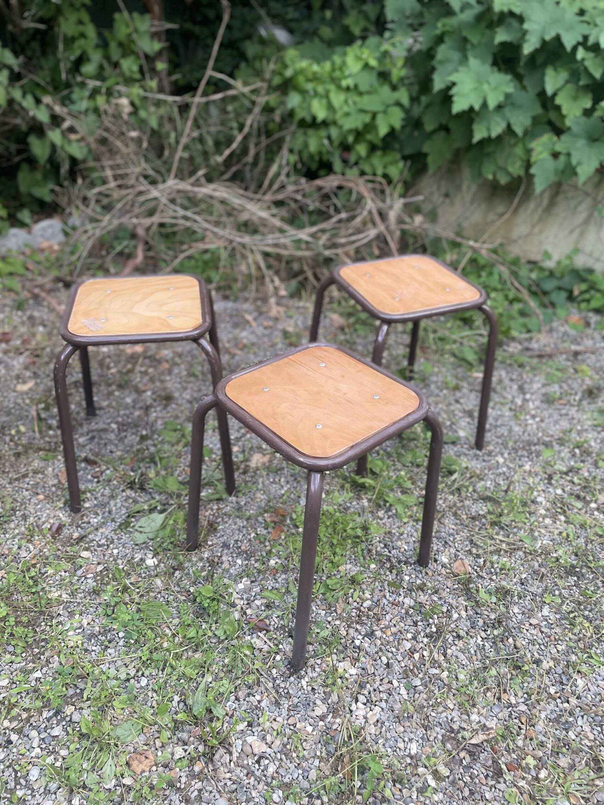 Three workshop stools