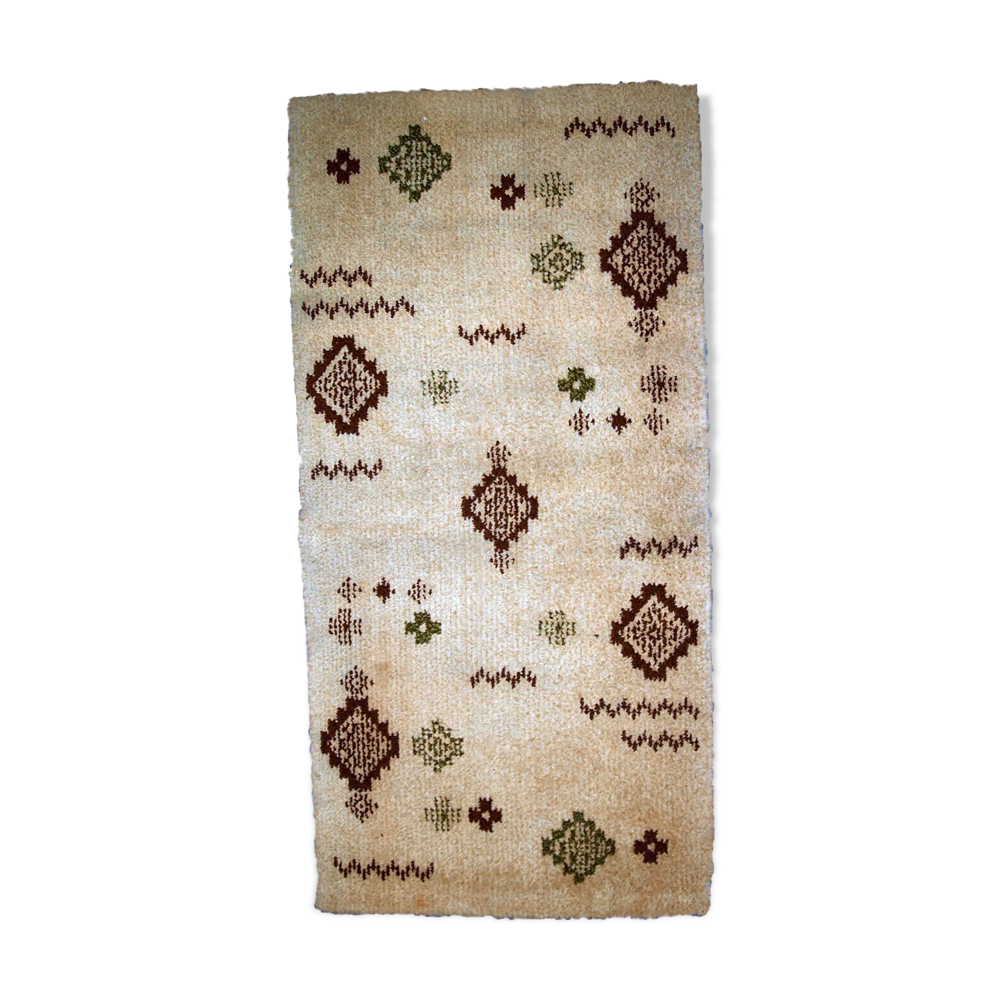 Vintage Moroccan carpet Berber rug style 2.3' x 4.7' (71cm x 145cm) 1970s, 1C758