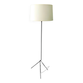 Lampadaire tripode / porte revues - métal tubulaire laqué noir Vintage 1960