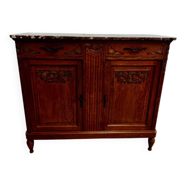 Buffet Louis XVI en bois et marbre
