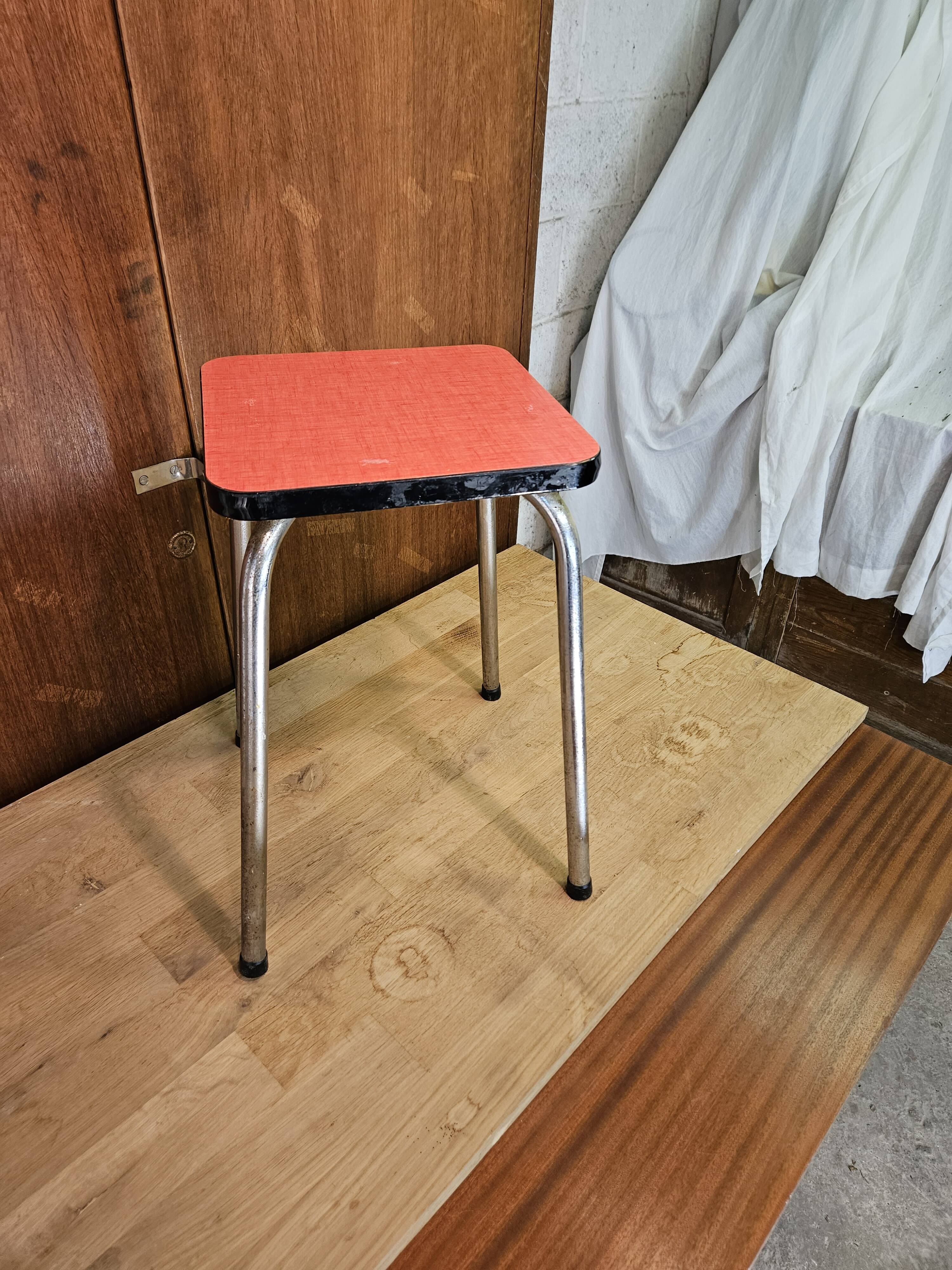 Pink formica stool 1960