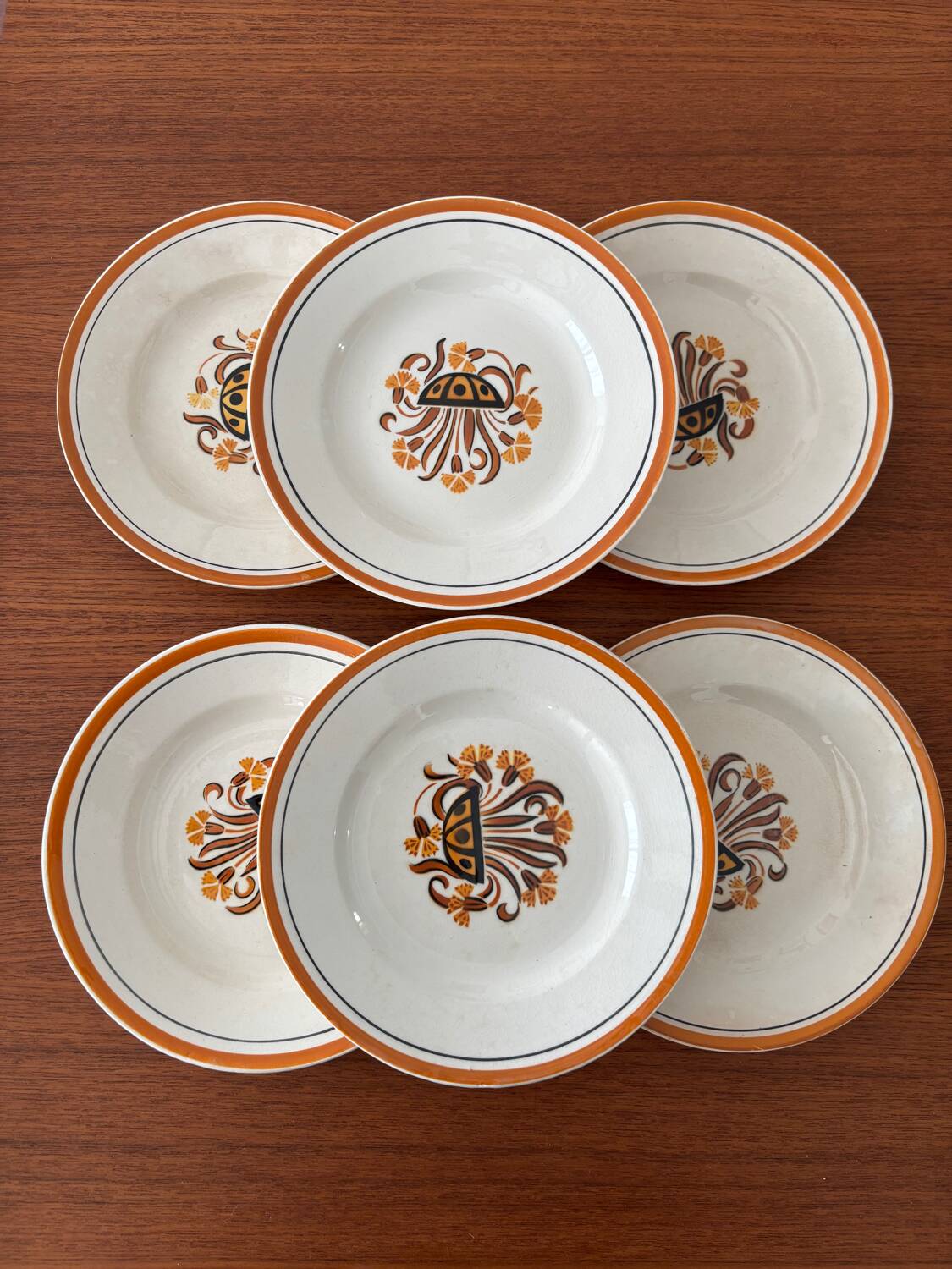 Set of 6 dessert plates Creil and Montereau model Œillet – Vaisse