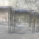 Suite of 3 space-age nesting tables stainless steel and glass - design 1970