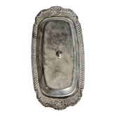 Beurrier vintage métal argenté style rocaille - Compartiment verre - Coutea