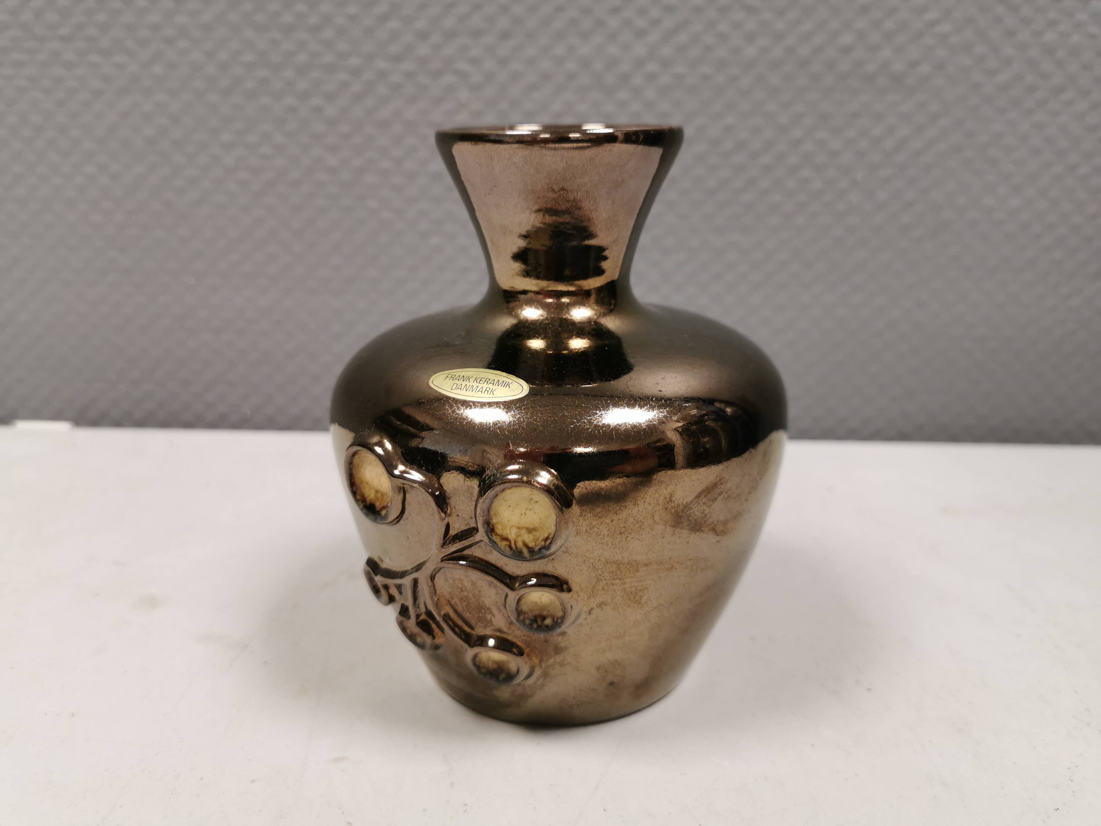 Ceramic vase with metal glaze from Frank ceramics Denmark 1970-80s.