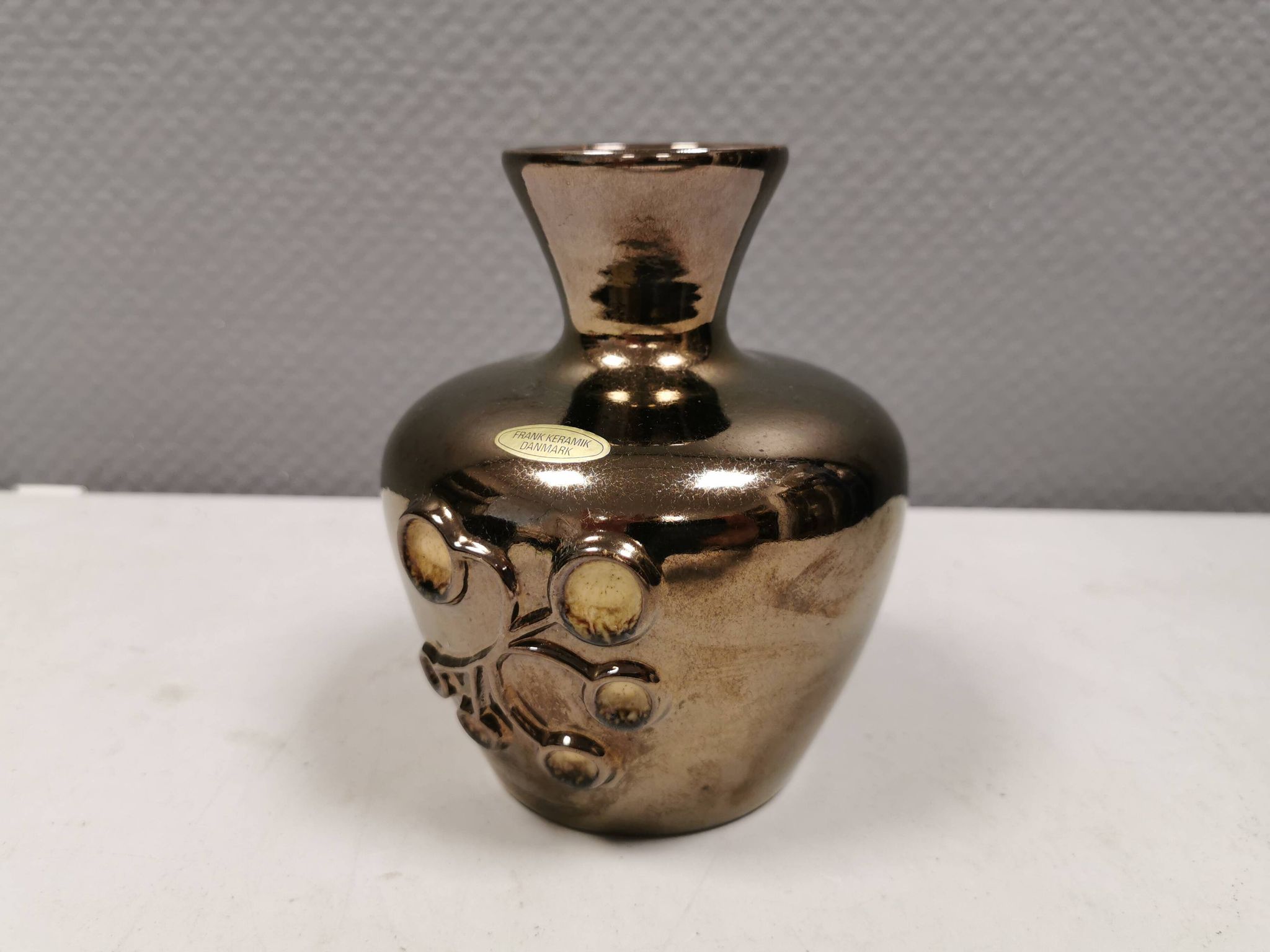 Ceramic vase with metal glaze from Frank ceramics Denmark 1970-80s.