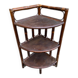 Étagère d'angle vintage rotin et osier 3 niveaux
