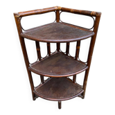 Vintage rattan and wicker corner shelf, 3 tiers