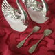 Pepper salt swans silver metal glass
