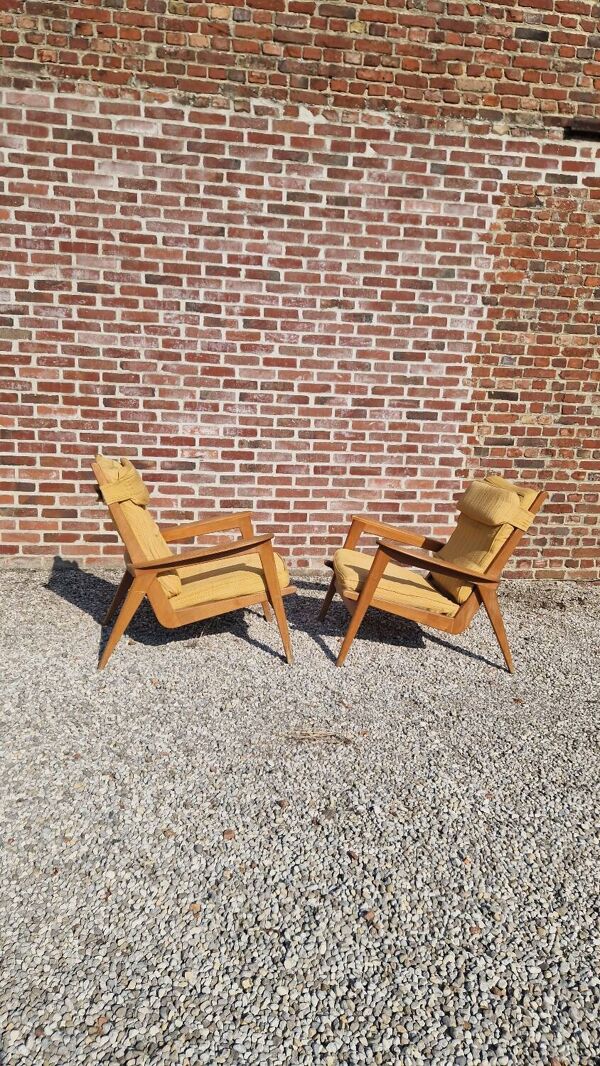 Paire de chauffeuses design Free Span années 60's