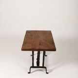 Coffee table in wood and wrought iron