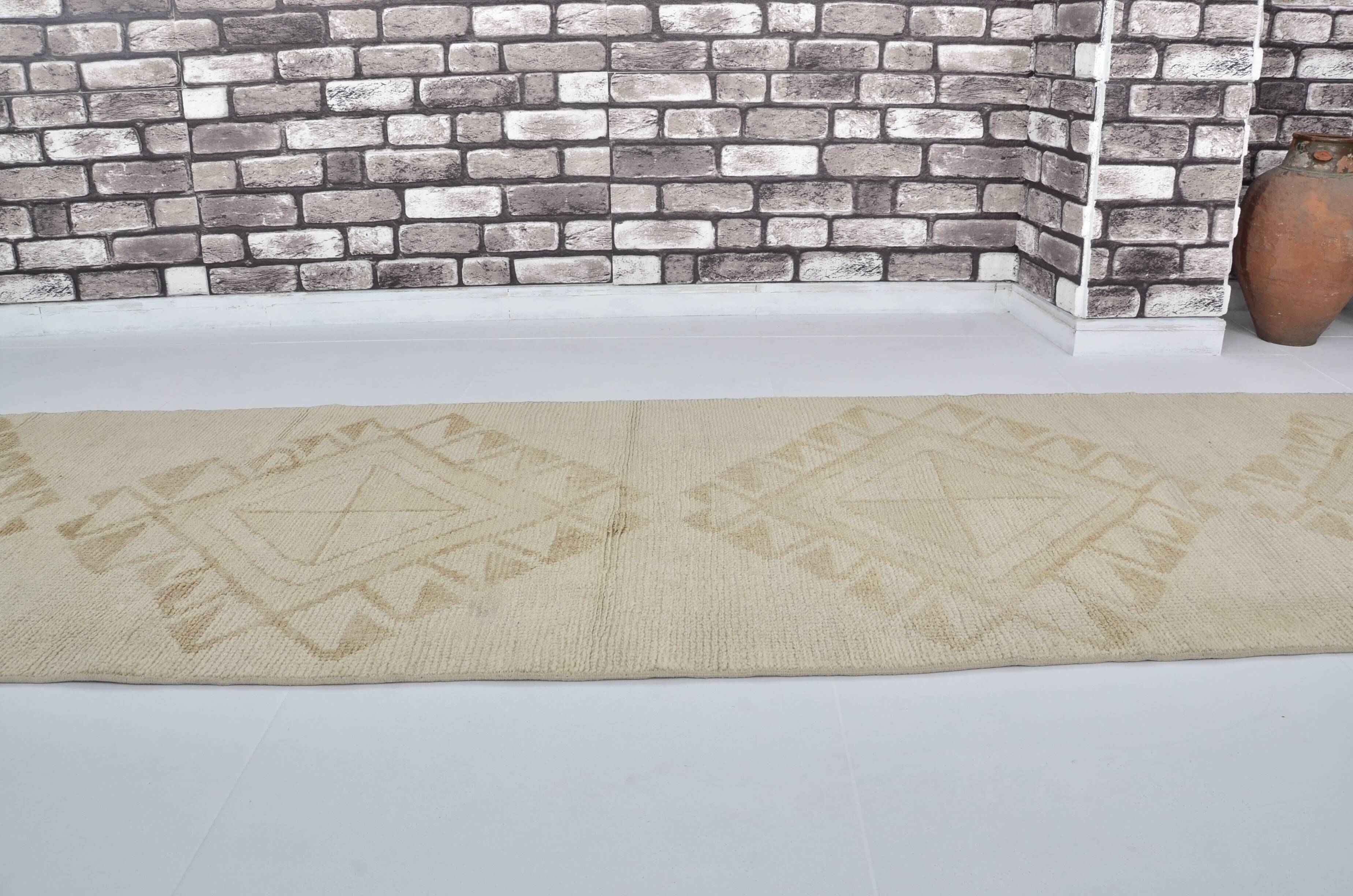 White Oushak Floral Runner Rug sku 2125