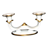Modernist German porcelain candle holder - double gold rim candlestick