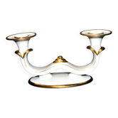 Modernist German porcelain candle holder - double gold rim candlestick