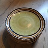 7 old stoneware flat plates