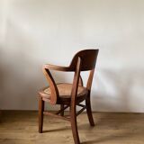 Solid oak and cane armchair