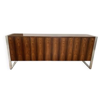 1970s enfilade in rosewood veneer with chrome legs.