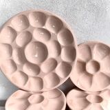 Pink oyster plate Digoin Sarreguemines-Oyster plate french ceramic