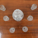 Mid-Century Set of six Glass and Carafe, Bohemia Crystal, 1950´s