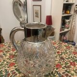 Cut crystal and silver-plated metal ice jug
