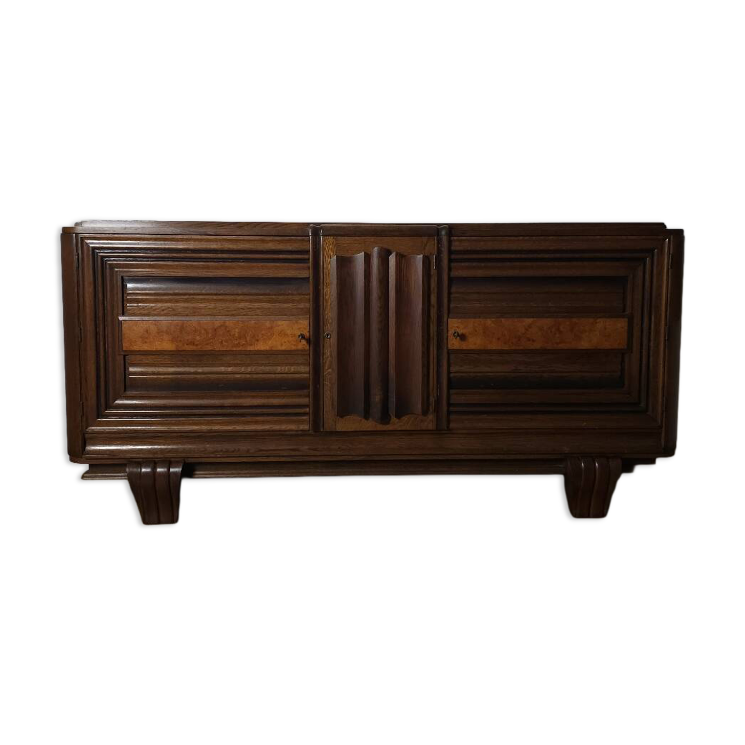 Enfilade Art-Déco en chêne et loupe d'orme