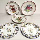 Collection of 5 plates in Faience, décor Strasbourg, Rouen .....