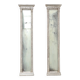 Pair of Neoclassical Silver Leaf Pier Mirrors with Ringed Columns and Corni