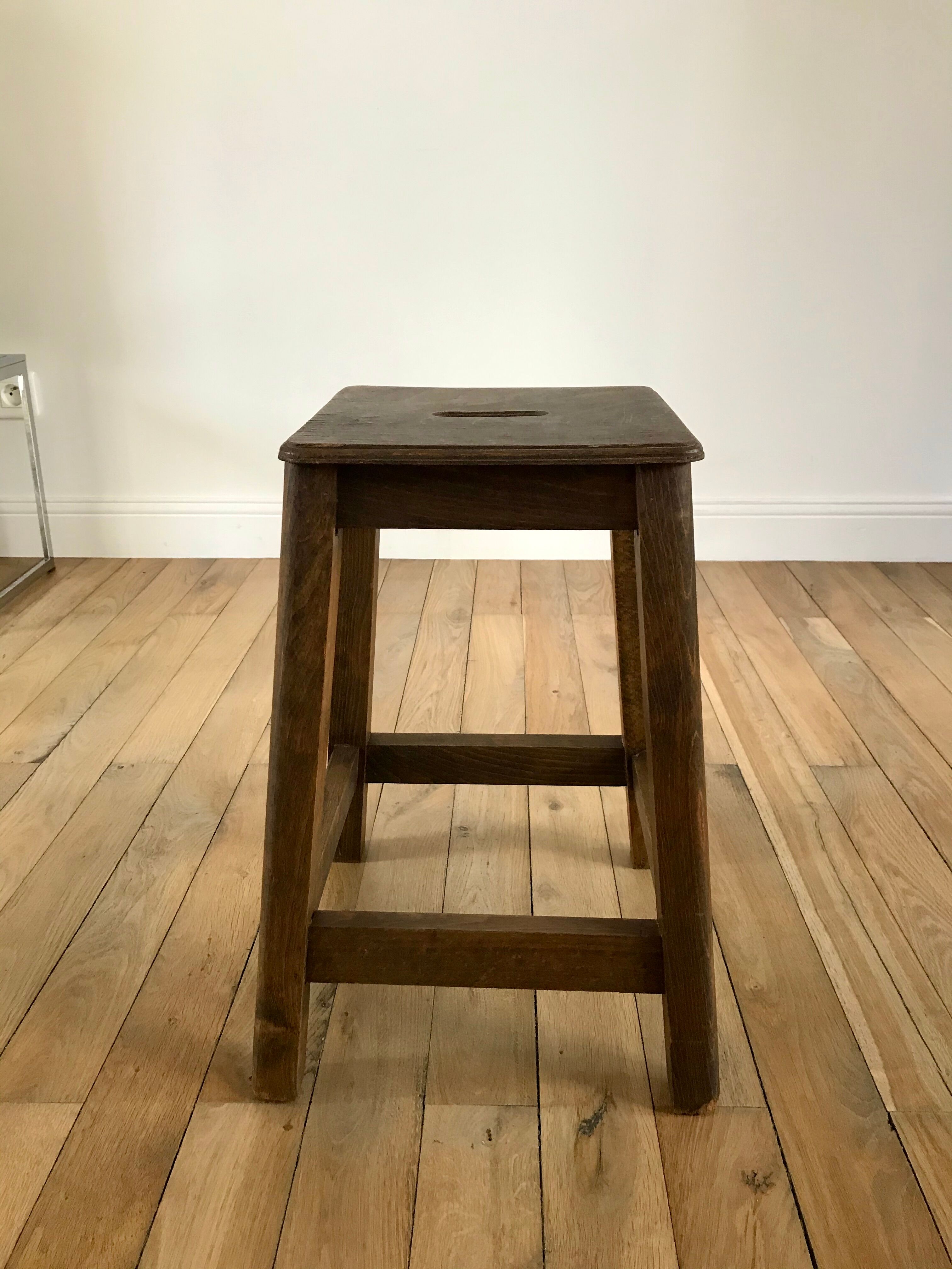 1950s wooden workshop stool