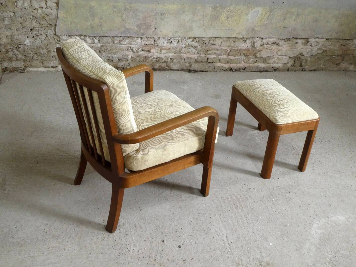 Oak armchair and ottoman, 1960