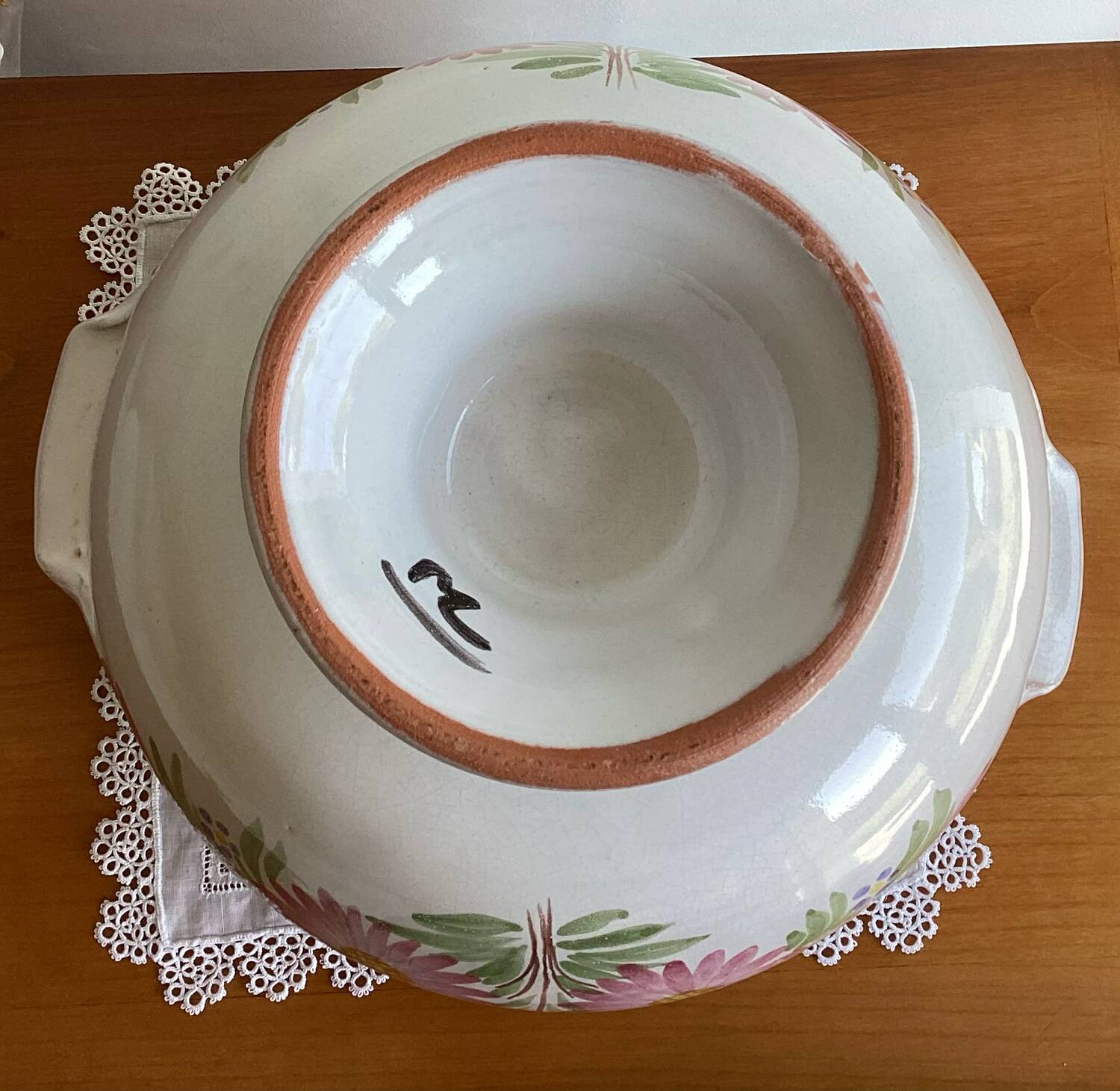 Vintage enameled pottery tureen