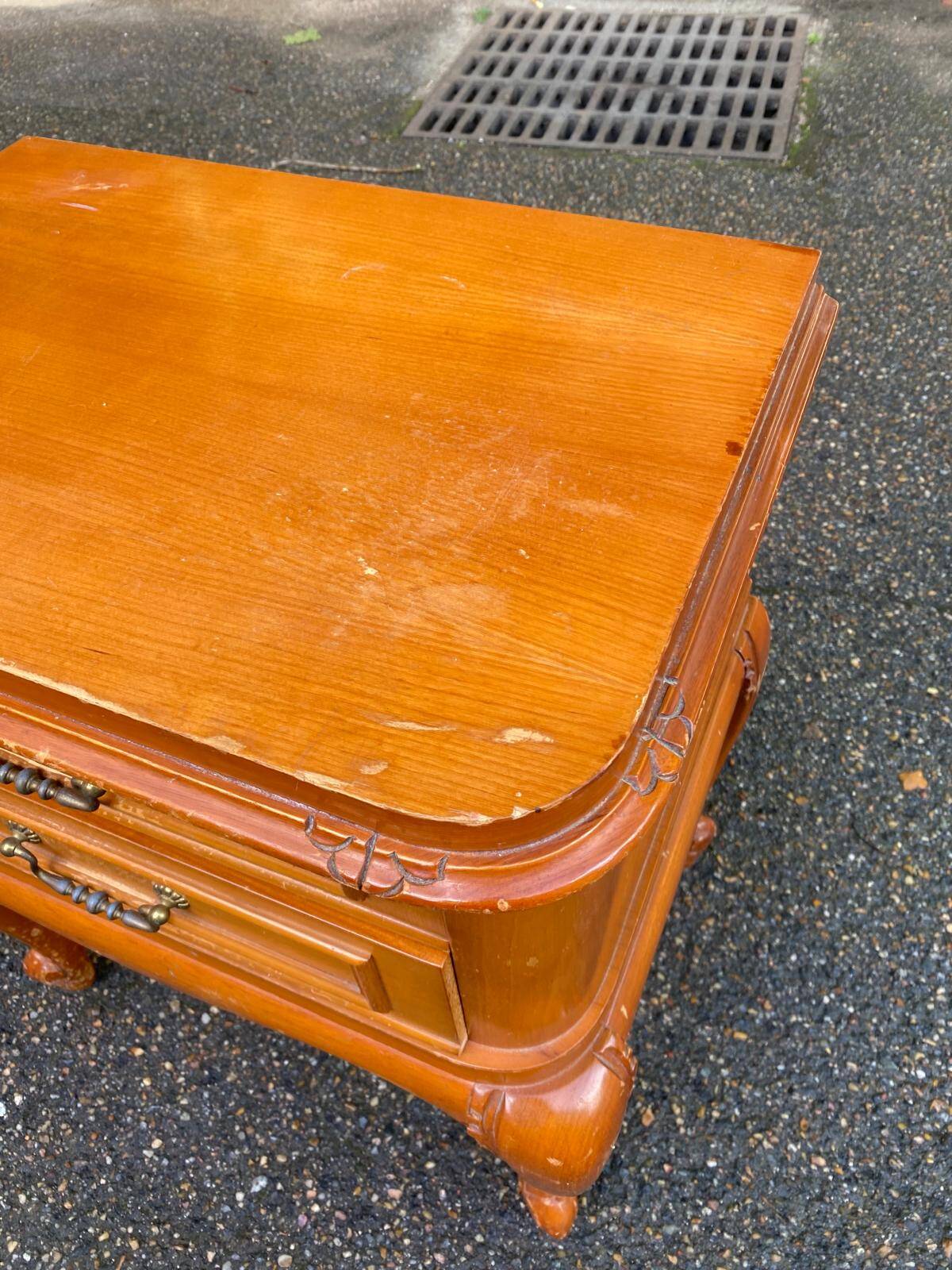Louis XV bedside table in solid wood from the 20th century