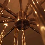 Grand lustre tubulaire Sciolari en laiton, Italie années 1960