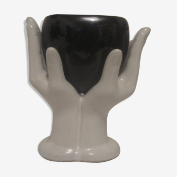 Vase main en céramique vintage