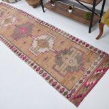 Neutral color handmade runner rug 317x87cm