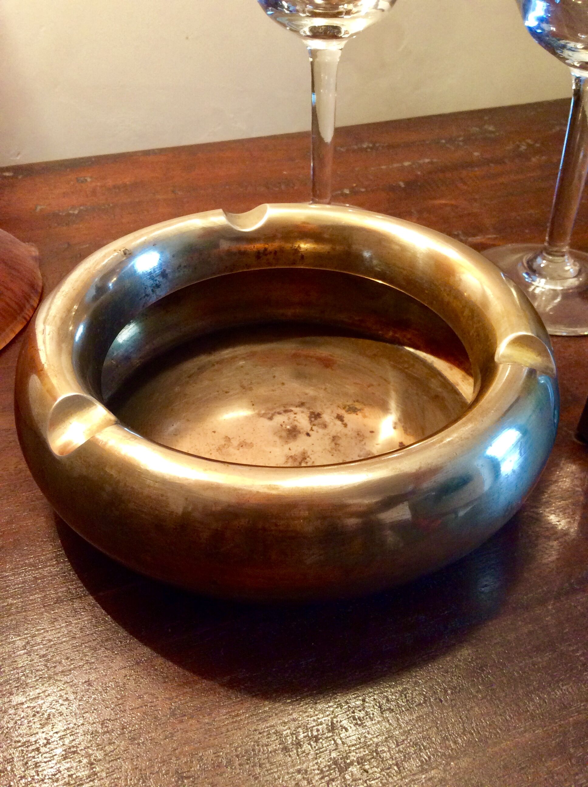 Vintage brass round ashtray