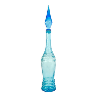 Bouteille bleue, verre d'Empoli, Italie, Mid-century