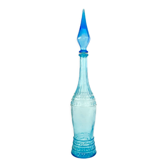Blue bottle, Empoli glass, Italy, Mid-century