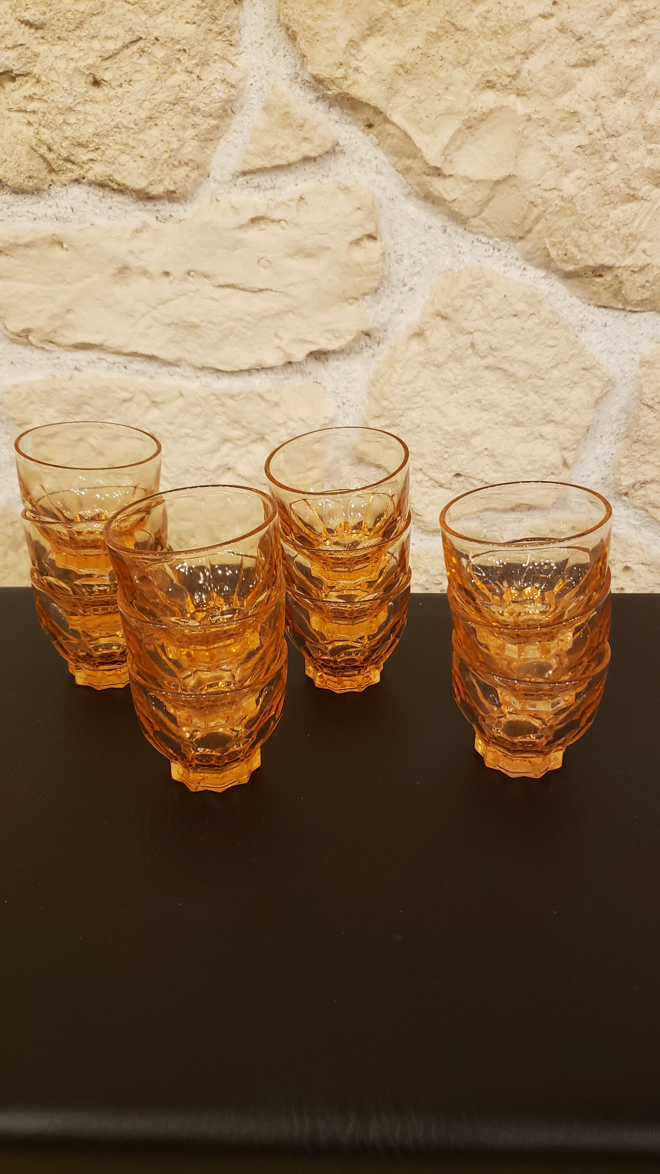 12 retro foot star glasses in pink glass