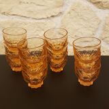 12 verres rétro pied étoile en verre rose