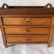 Small old wooden haberdashery chest of drawers, 3 drawers